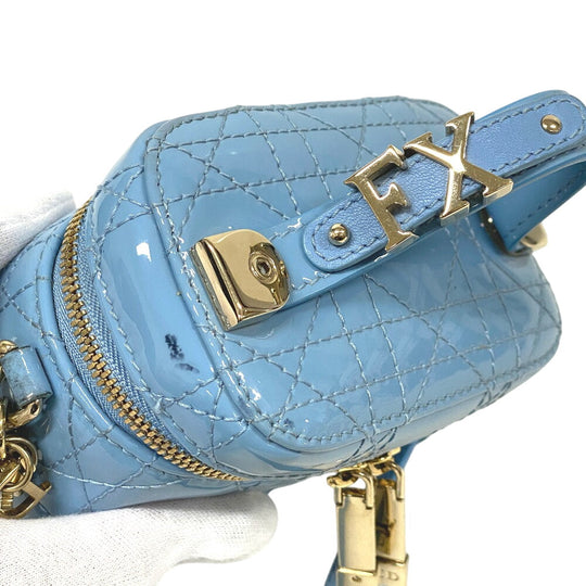 Christian Dior Shoulder Bag Patent leather blue 2way Canage Vanity bag Women Used Authentic