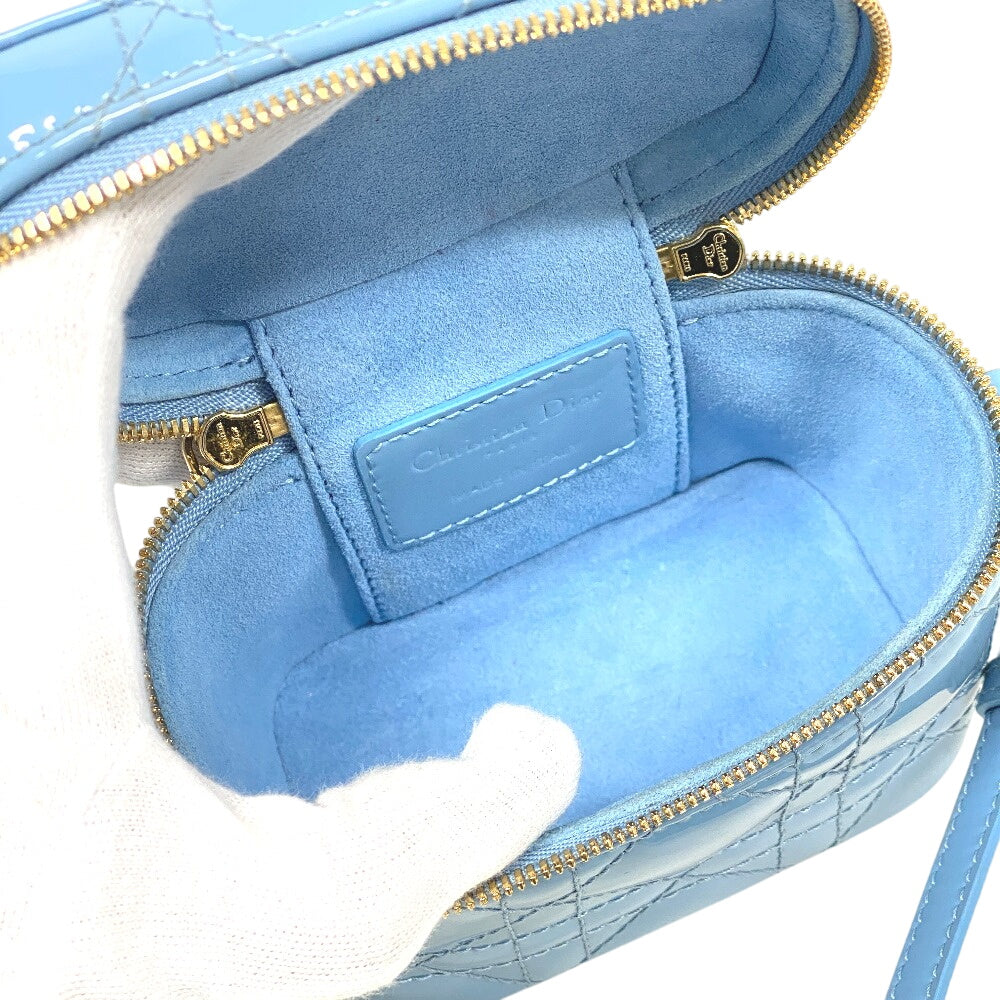 Christian Dior Shoulder Bag Patent leather blue 2way Canage Vanity bag Women Used Authentic