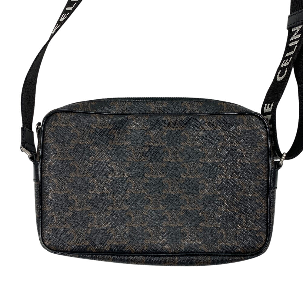 CELINE Messenger bag Leather, PVC black medium Triomphe Women Used Authentic
