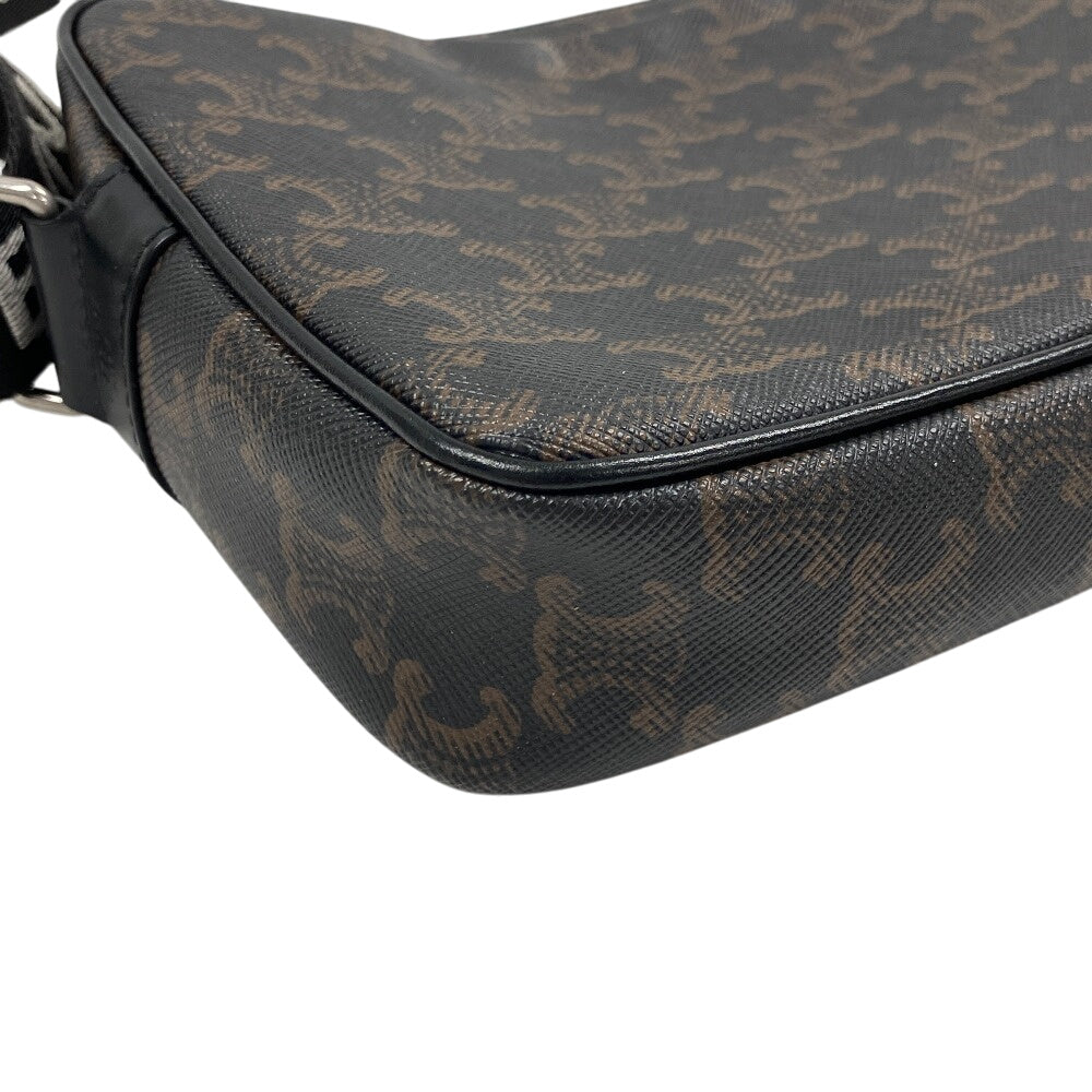 CELINE Messenger bag Leather, PVC black medium Triomphe Women Used Authentic