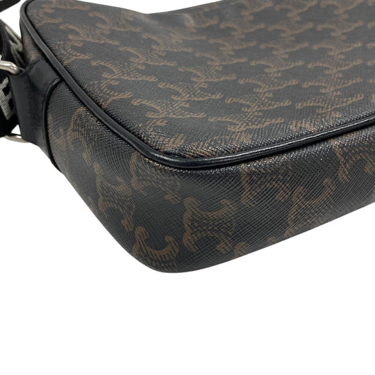 CELINE Messenger bag Leather, PVC black medium Triomphe Women Used Authentic