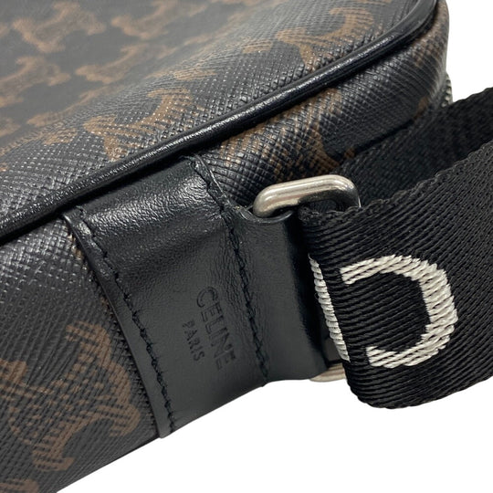 CELINE Messenger bag Leather, PVC black medium Triomphe Women Used Authentic