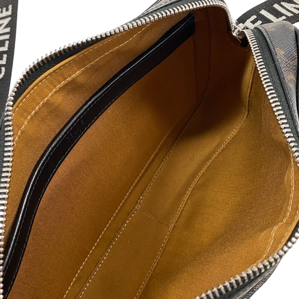 CELINE Messenger bag Leather, PVC black medium Triomphe Women Used Authentic