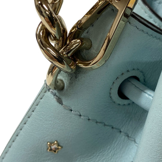 JIMMY CHOO Shoulder Bag leather blue Star studs Pompom Women Used Authentic