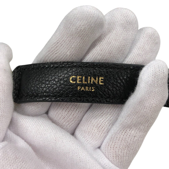 CELINE Handbag leather black Bucket16 teen 2way Women Used Authentic