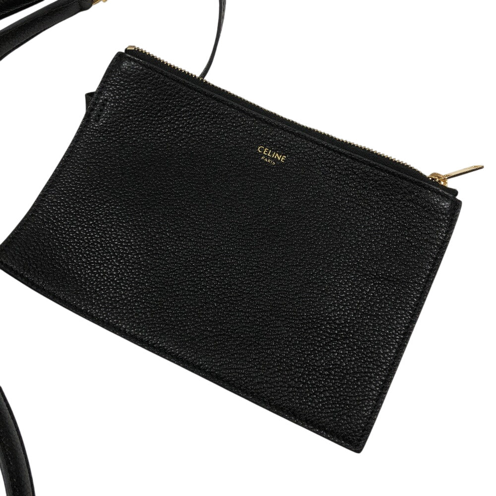 CELINE Handbag leather black Bucket16 teen 2way Women Used Authentic