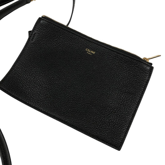 CELINE Handbag leather black Bucket16 teen 2way Women Used Authentic