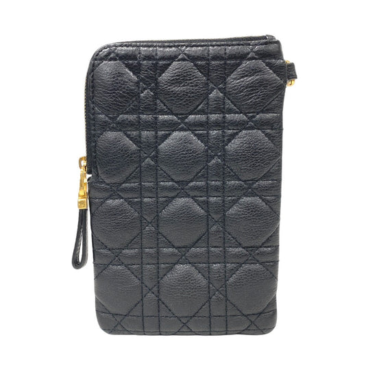 Christian Dior Shoulder Bag leather black Multifunction Canage Women Used Authentic