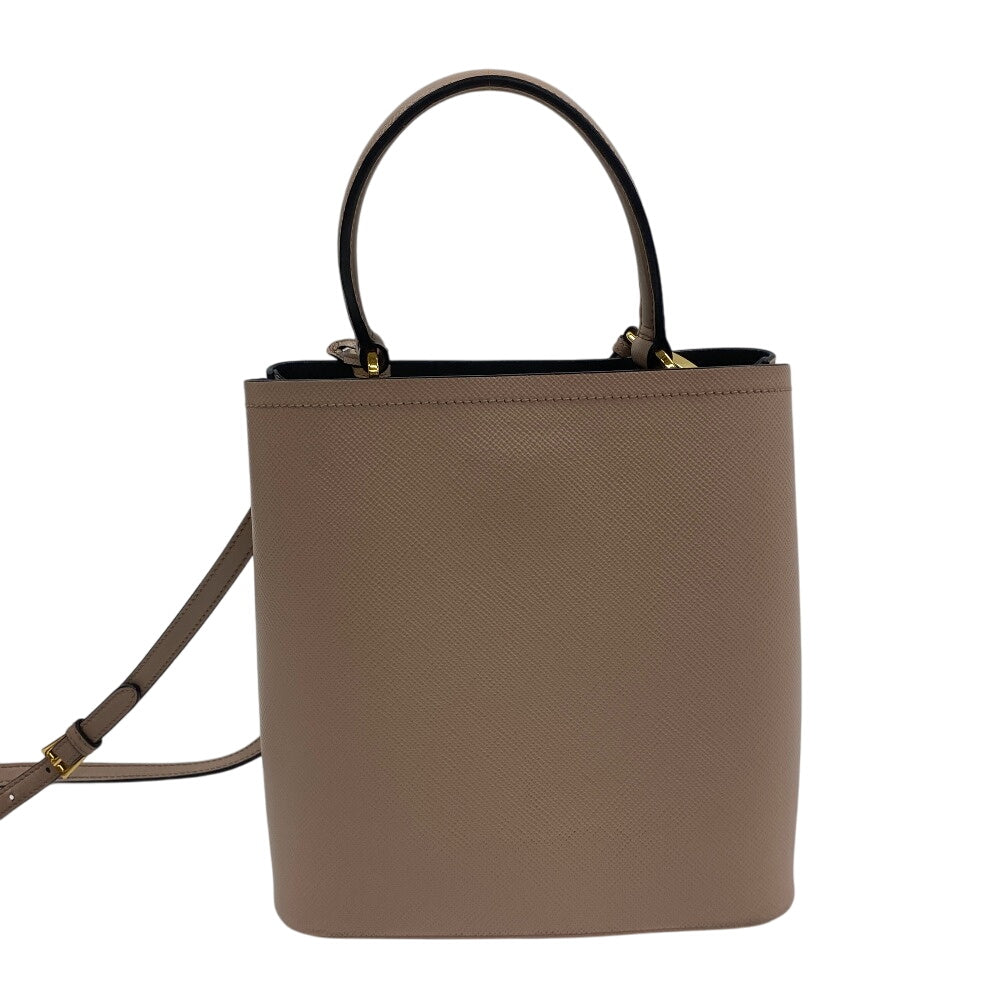PRADA Handbag leather beige 2way Saffiano cuir Panniers Women Used Authentic