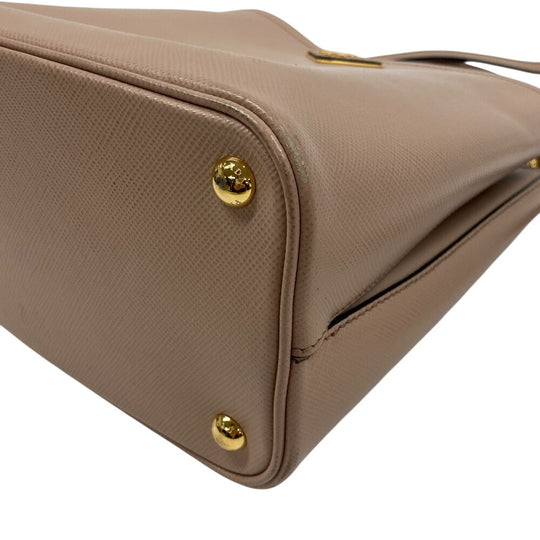 PRADA Handbag leather beige 2way Saffiano cuir Panniers Women Used Authentic