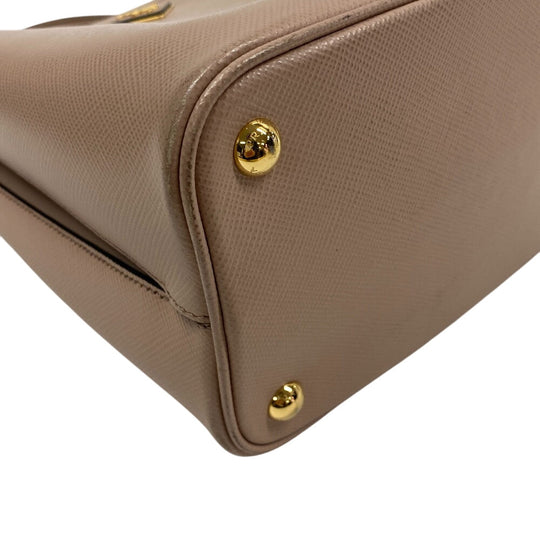 PRADA Handbag leather beige 2way Saffiano cuir Panniers Women Used Authentic
