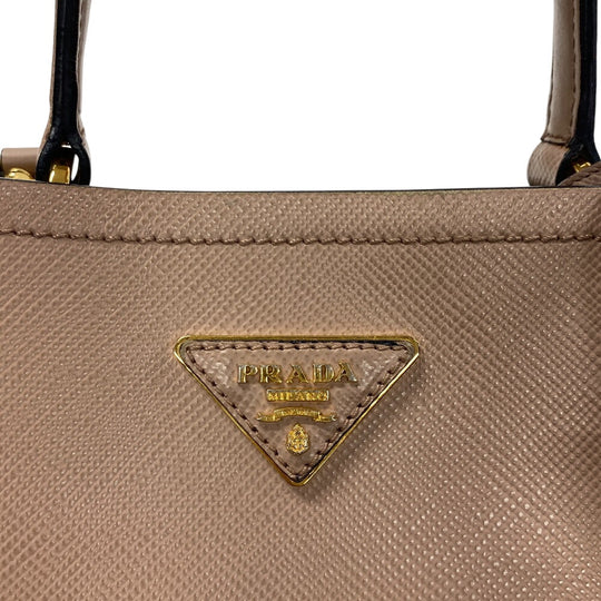 PRADA Handbag leather beige 2way Saffiano cuir Panniers Women Used Authentic