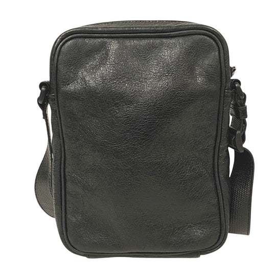 BALENCIAGA Shoulder Bag 721850 leather black Three line Adidas Small cross mens Used Authentic