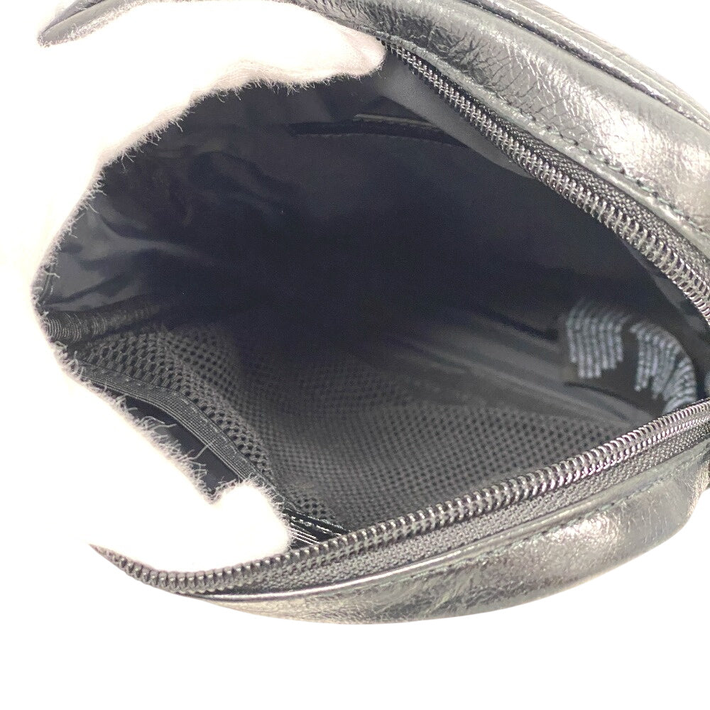BALENCIAGA Shoulder Bag 721850 leather black Three line Adidas Small cross mens Used Authentic