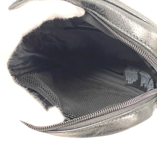 BALENCIAGA Shoulder Bag 721850 leather black Three line Adidas Small cross mens Used Authentic