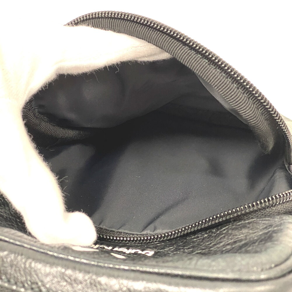 BALENCIAGA Shoulder Bag 721850 leather black Three line Adidas Small cross mens Used Authentic