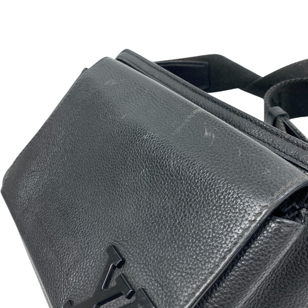 LOUIS VUITTON Sling bag M57081 Grain leather black LV Aerogram takeoff sling mens Used Authentic