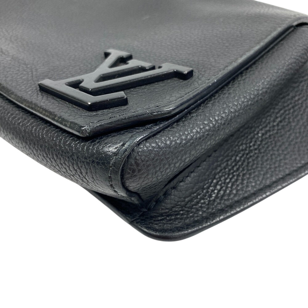 LOUIS VUITTON Sling bag M57081 Grain leather black LV Aerogram takeoff sling mens Used Authentic