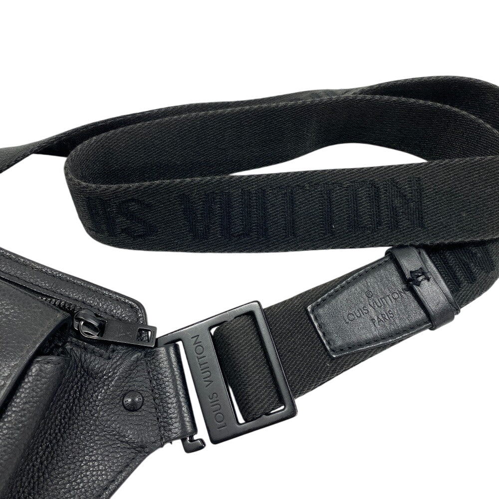 LOUIS VUITTON Sling bag M57081 Grain leather black LV Aerogram takeoff sling mens Used Authentic