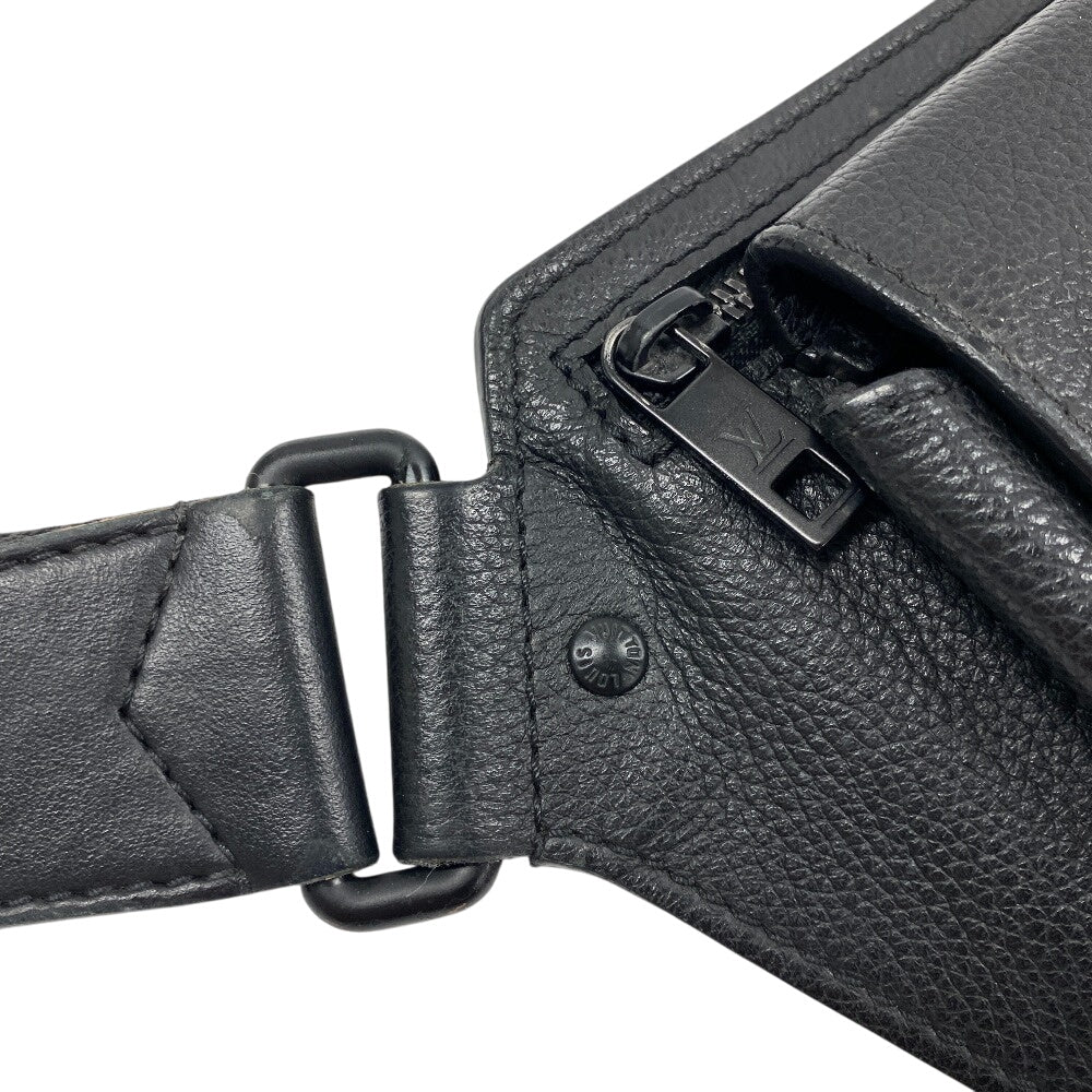 LOUIS VUITTON Sling bag M57081 Grain leather black LV Aerogram takeoff sling mens Used Authentic