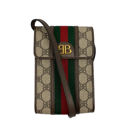 GUCCI Shoulder Bag 680130 PVC, Leather Brown The Hacker Project Balenciaga Women Used Authentic
