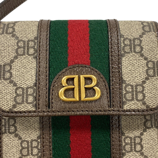 GUCCI Shoulder Bag 680130 PVC, Leather Brown The Hacker Project Balenciaga Women Used Authentic