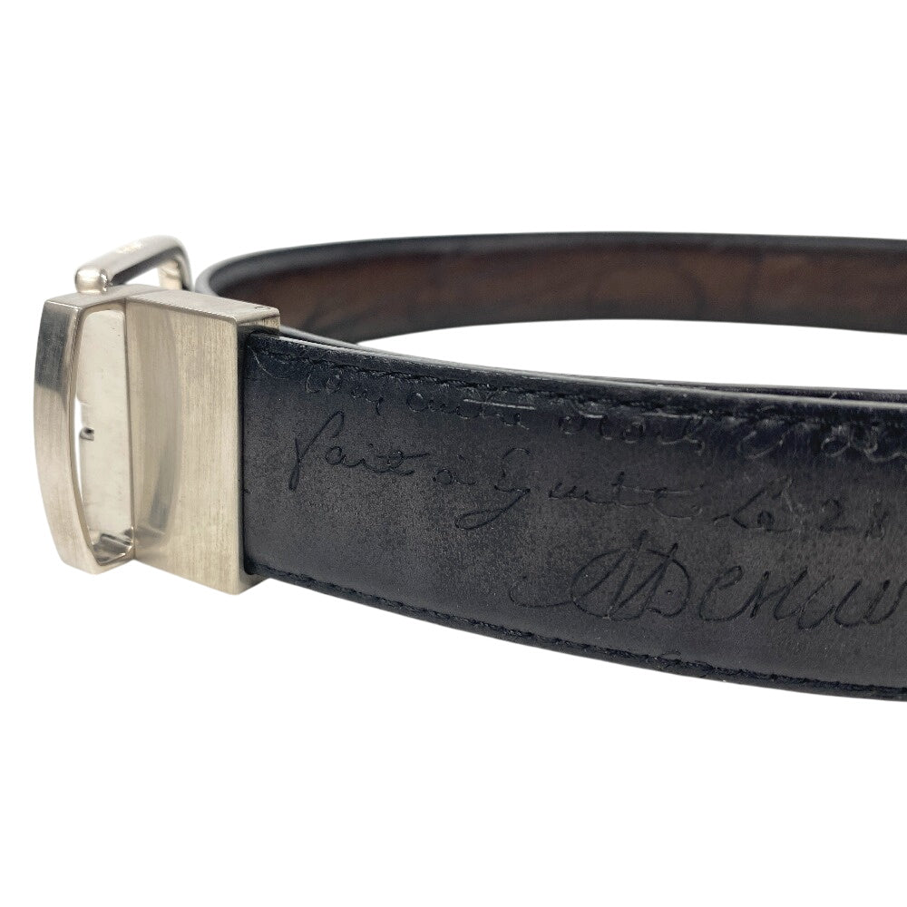 Berluti belt leather Brown Calligraphy mens Used Authentic