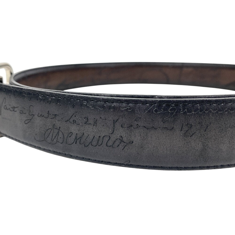 Berluti belt leather Brown Calligraphy mens Used Authentic