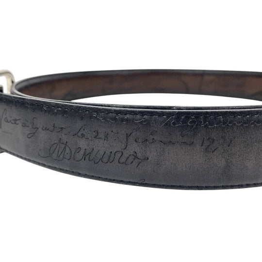 Berluti belt leather Brown Calligraphy mens Used Authentic