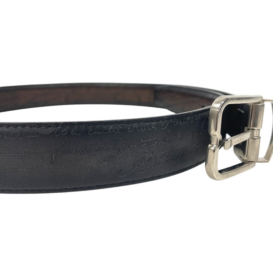 Berluti belt leather Brown Calligraphy mens Used Authentic