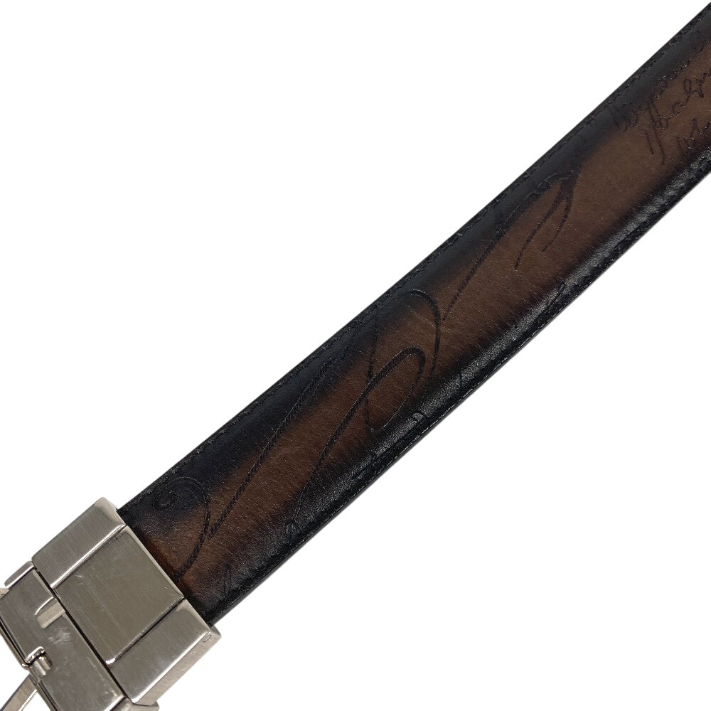Berluti belt leather Brown Calligraphy mens Used Authentic