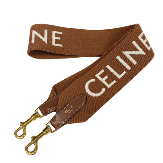 CELINE Shoulder strap Canvas, Leather Brown logo Women Used Authentic