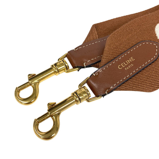 CELINE Shoulder strap Canvas, Leather Brown logo Women Used Authentic