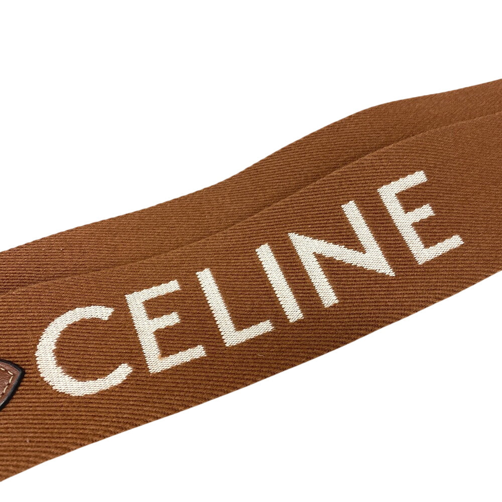 CELINE Shoulder strap Canvas, Leather Brown logo Women Used Authentic
