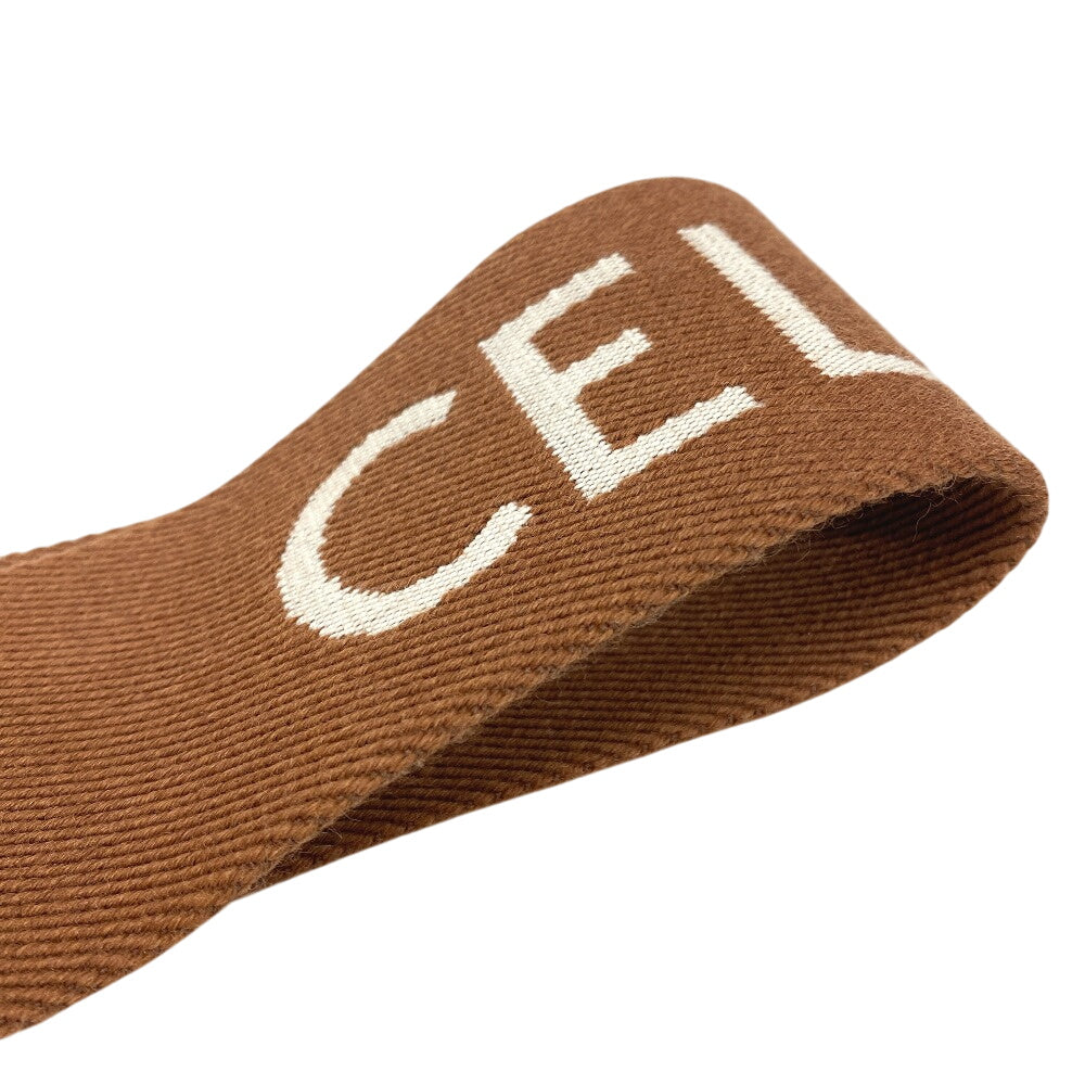 CELINE Shoulder strap Canvas, Leather Brown logo Women Used Authentic