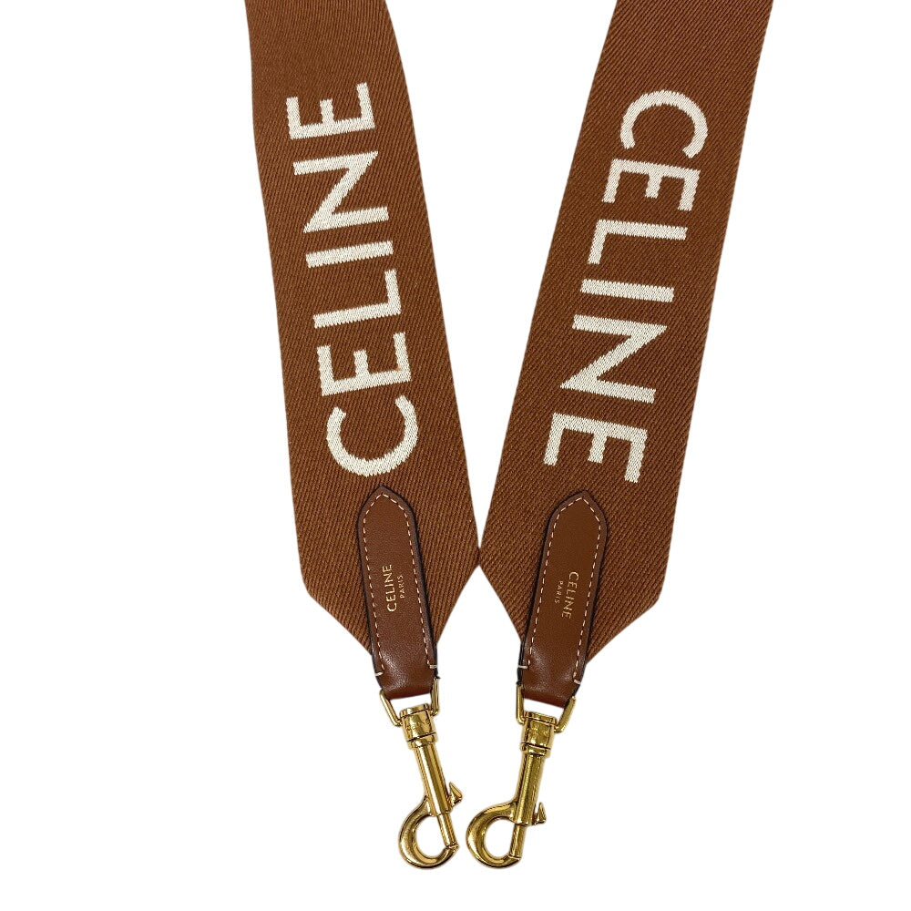 CELINE Shoulder strap Canvas, Leather Brown logo Women Used Authentic
