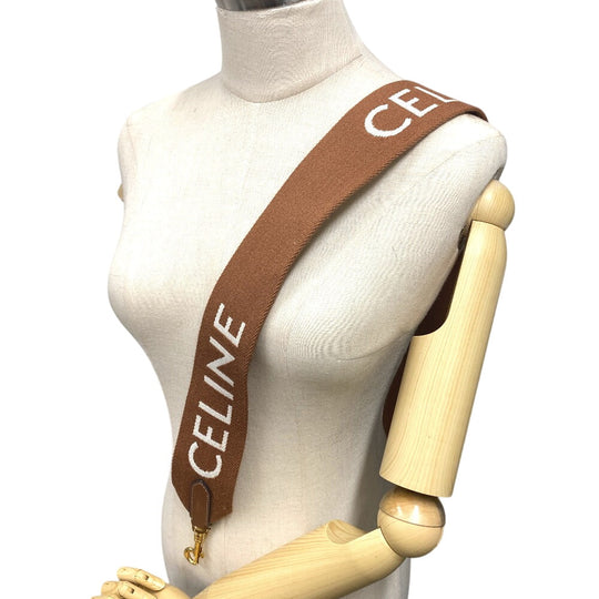 CELINE Shoulder strap Canvas, Leather Brown logo Women Used Authentic