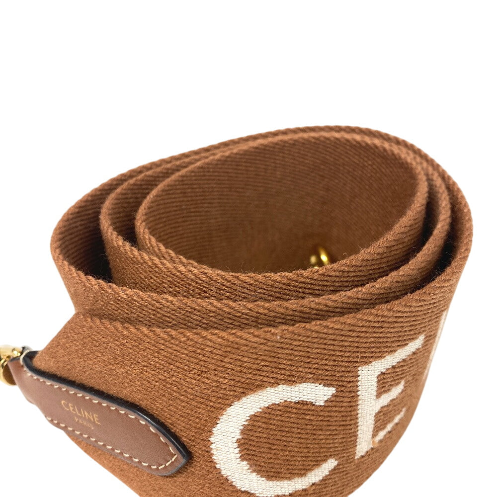 CELINE Shoulder strap Canvas, Leather Brown logo Women Used Authentic