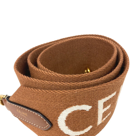 CELINE Shoulder strap Canvas, Leather Brown logo Women Used Authentic