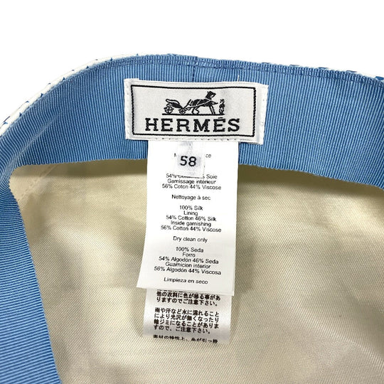 HERMES Casquette silk blue Women 58 Used Authentic