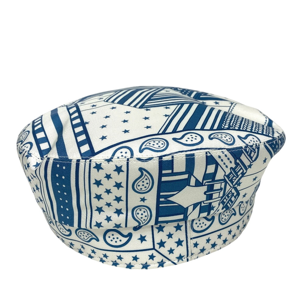 HERMES Casquette silk blue Women 58 Used Authentic
