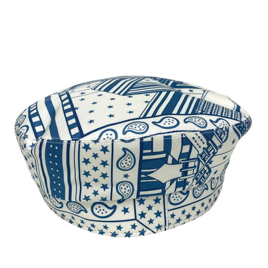 HERMES Casquette silk blue Women 58 Used Authentic