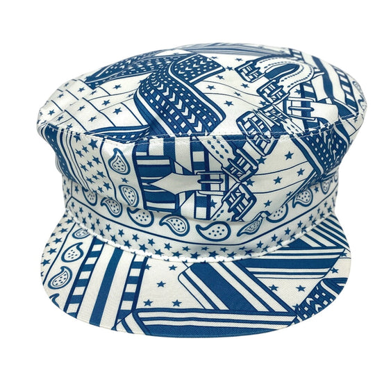 HERMES Casquette silk blue Women 58 Used Authentic