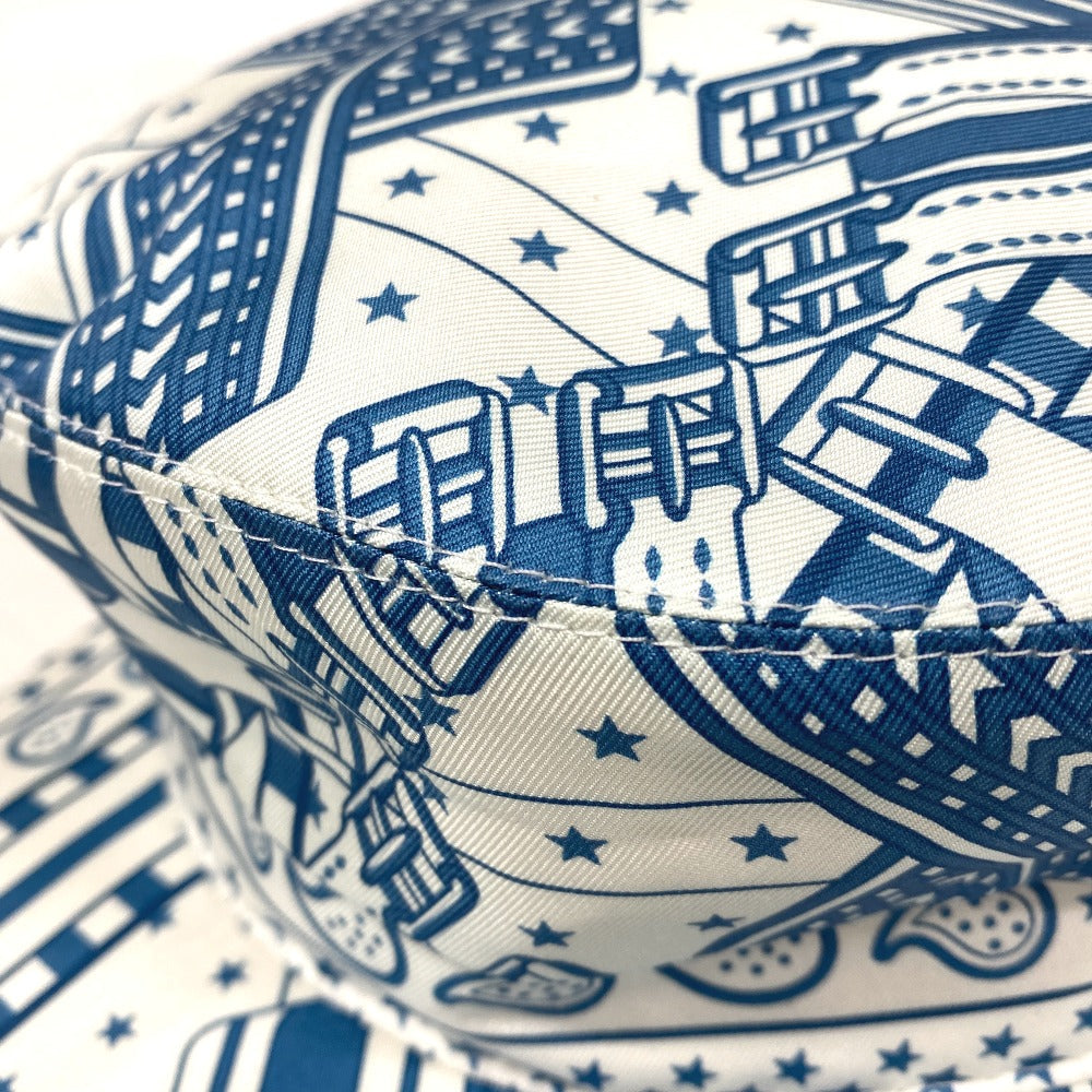 HERMES Casquette silk blue Women 58 Used Authentic