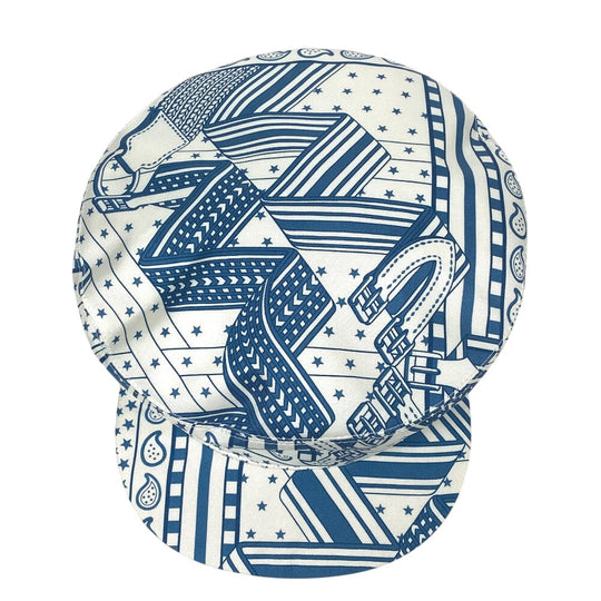 HERMES Casquette silk blue Women 58 Used Authentic