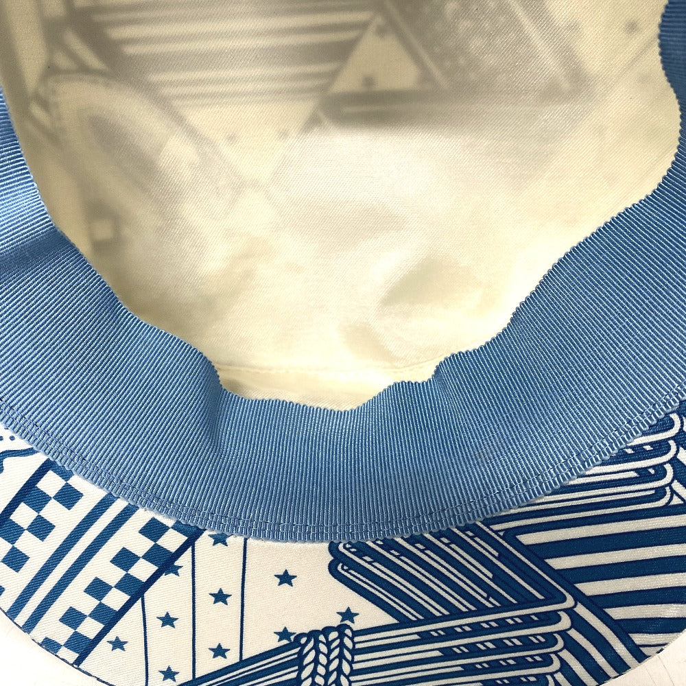 HERMES Casquette silk blue Women 58 Used Authentic