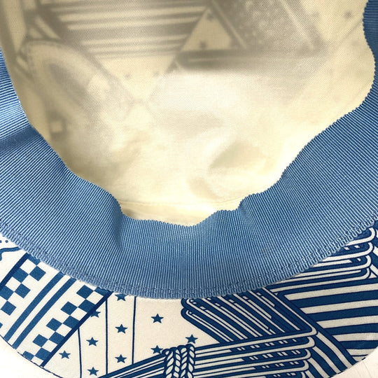 HERMES Casquette silk blue Women 58 Used Authentic