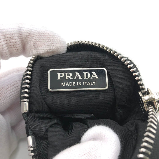PRADA Accessory pouch Nylon black Tessuto Triangle Women Used Authentic