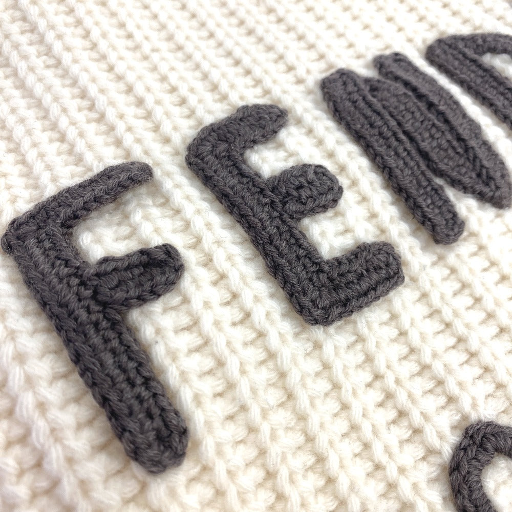 FENDI Scarf FXT352 wool white logo Women Used Authentic