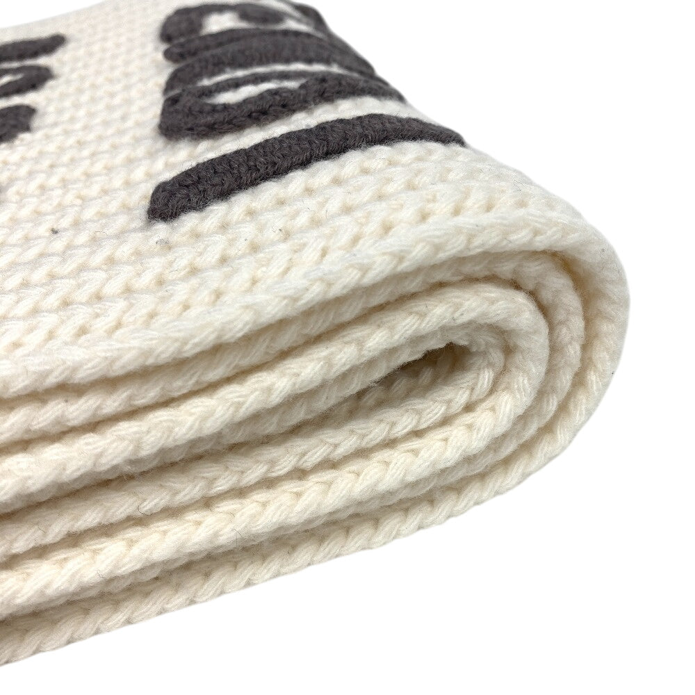 FENDI Scarf FXT352 wool white logo Women Used Authentic